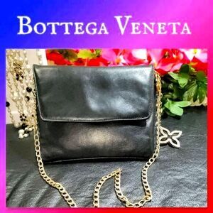Bottega Veneta Leather Pouchette Bag Authentic with unbranded chain